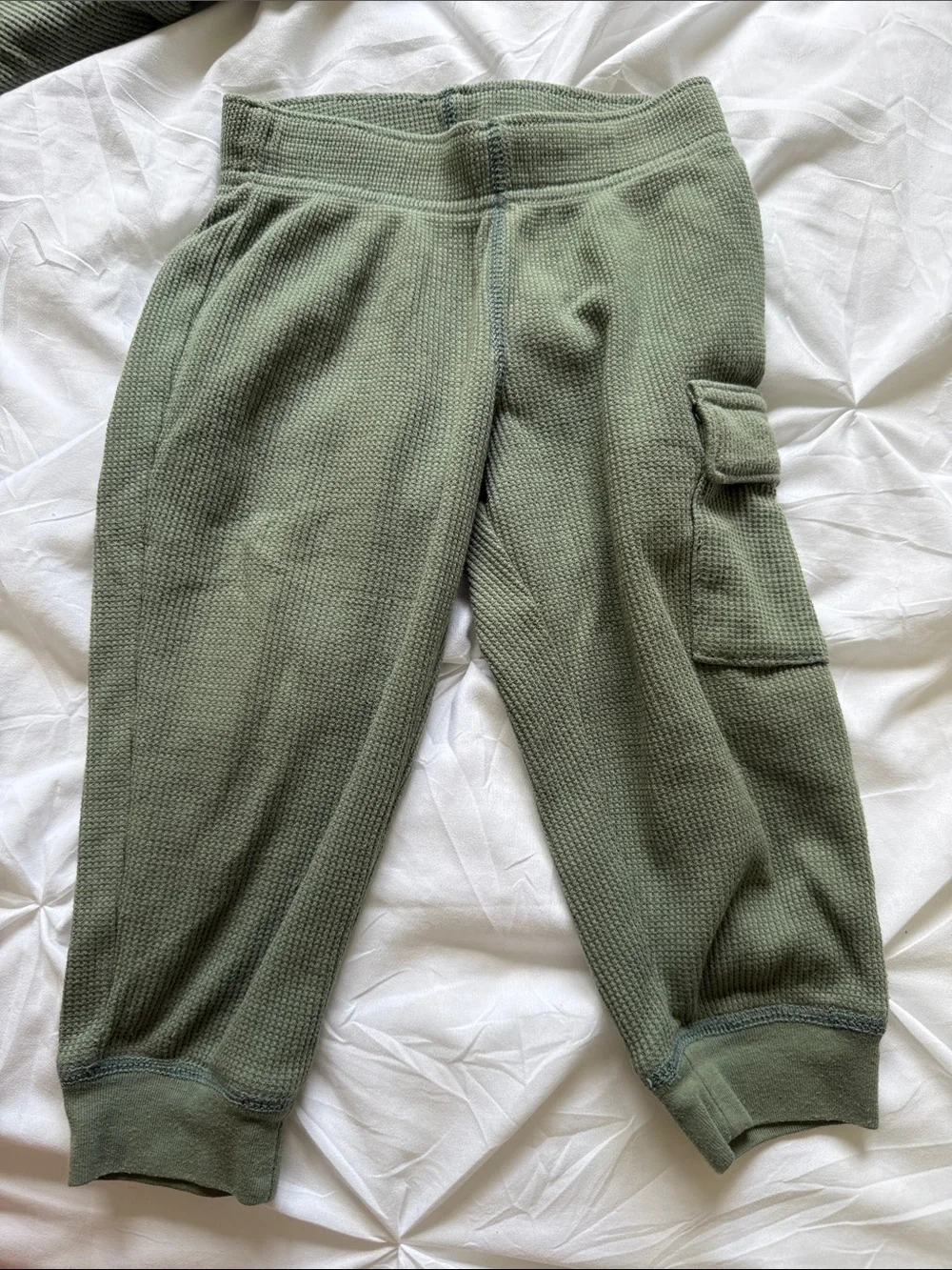 Olive Green Boys Waffle-Knit Joggers + Thermal Set